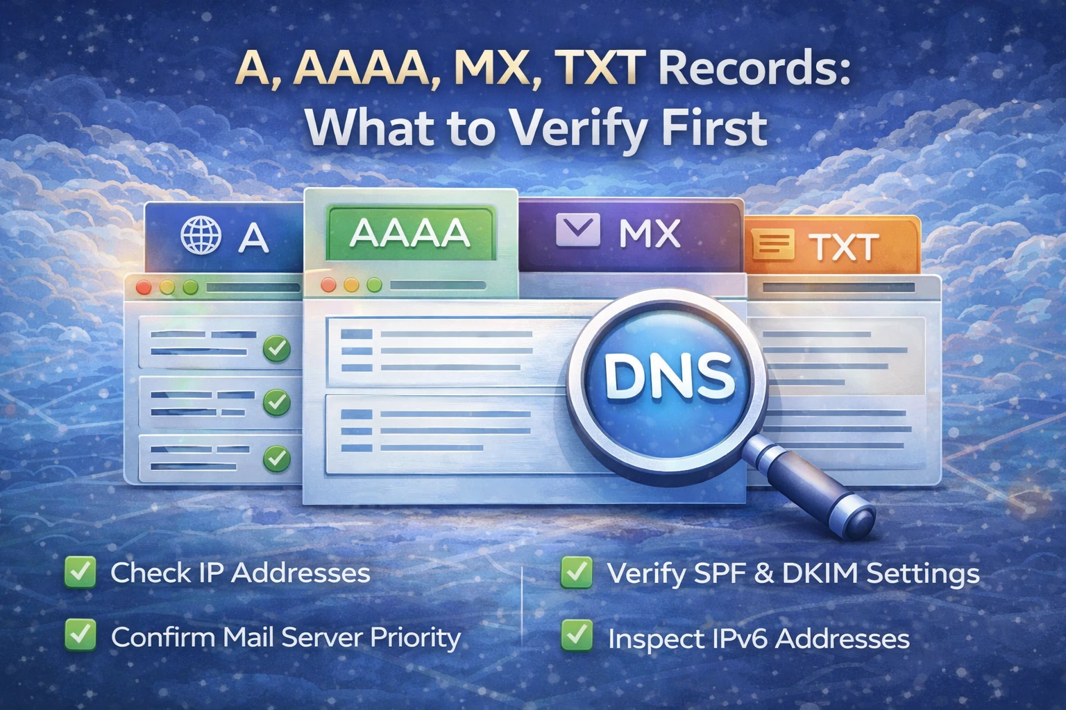 A, AAAA, MX, TXT Records: What to Verify First
